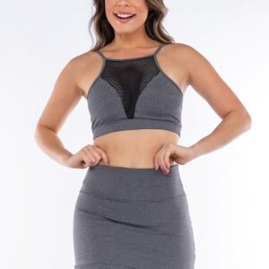 Conjunto fitness mescla (top+short saia)