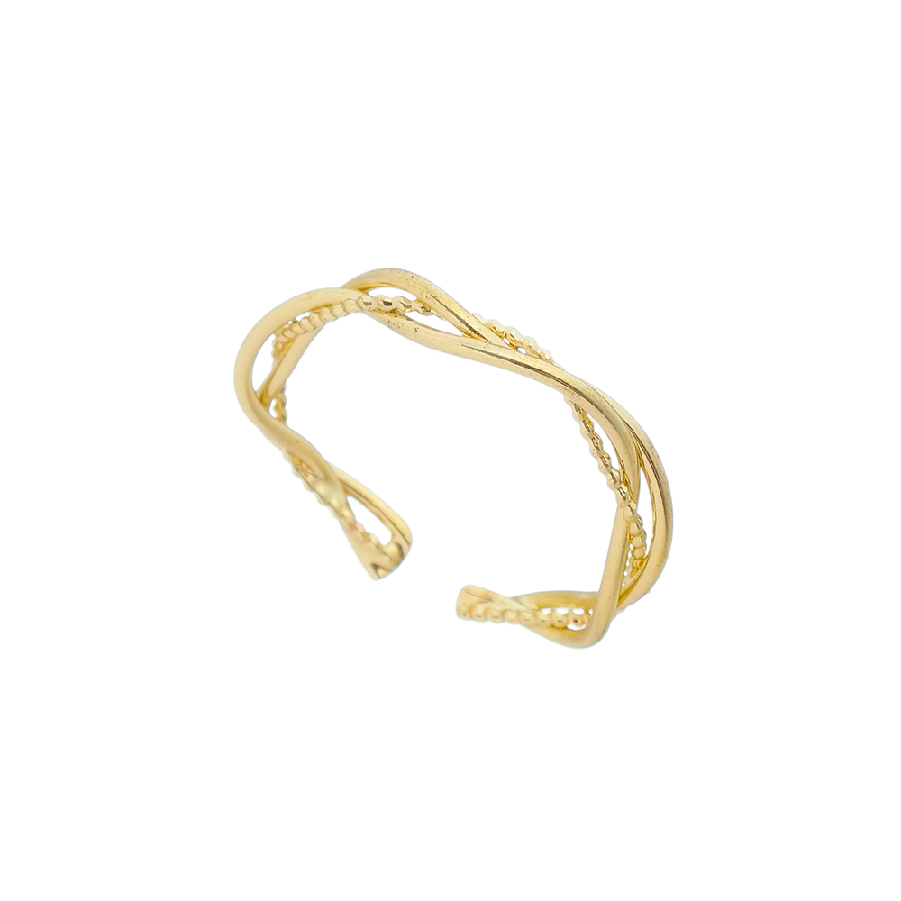 Anel Trançado Dourado é Um Produto Ajustável.