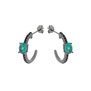 Argola Com Pedra E Zircônias Folheada A Ródio Negro