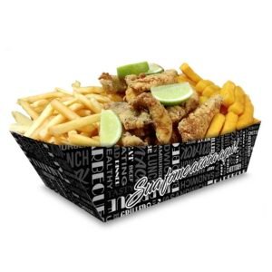 Bandeja | Embalagem para Petiscos e Porções PRETO - 100 unidades