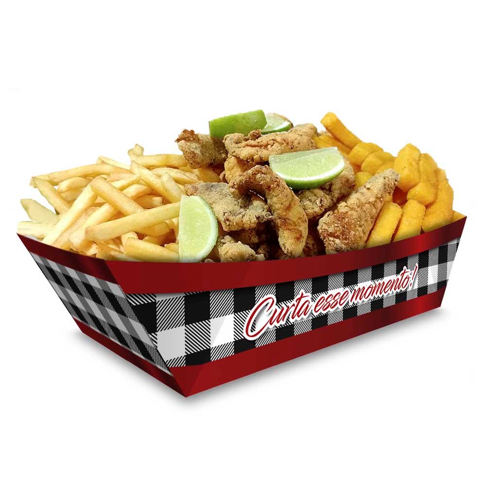 Bandeja | Embalagem para Petiscos e Porções XADREZ - 300 unidades