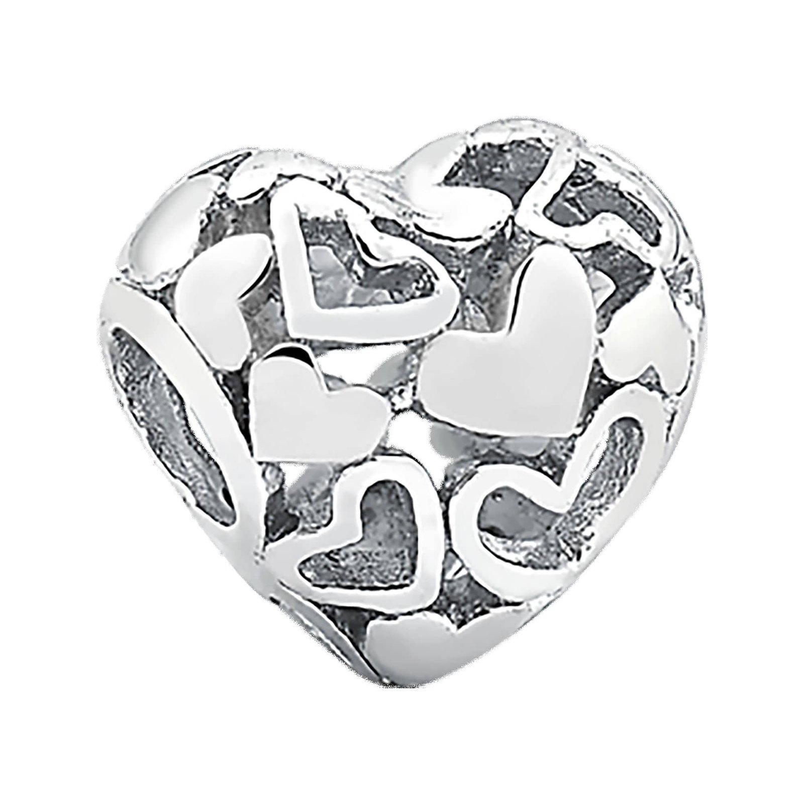 Berloque Separador de Prata Coração Vazado 3491008