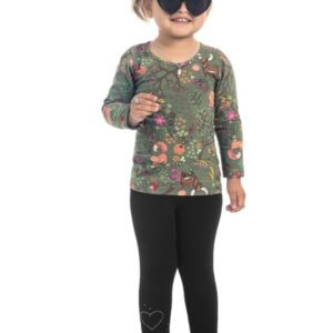 Blusa Infantil Em Cotton, Manga Longa, Floresta Encantada - Kamylus - 8 - Verde escuro