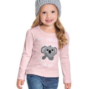 Blusa Infantil Mangas Longas Canelada, Coala - Fakini - 1