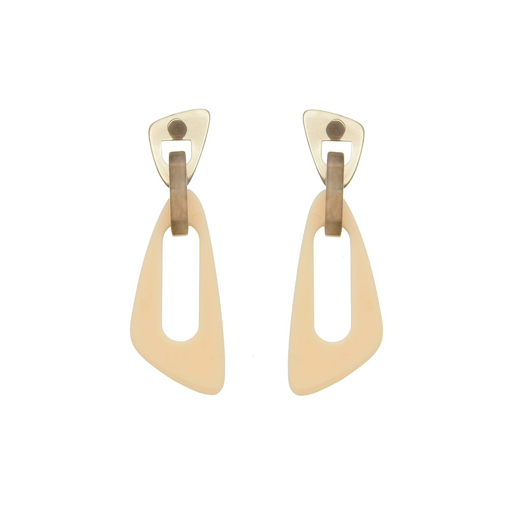 Brinco De Resina Formas Geométricas Off White