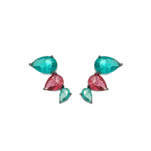 Brinco Gotas Com Pedras Folheado A Ródio Negro