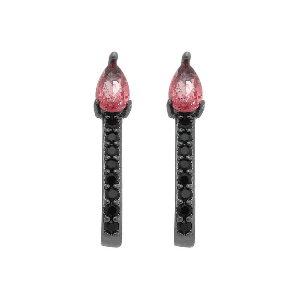 Brinco Gotinha Com Zircônias Folheado A Ródio Negro