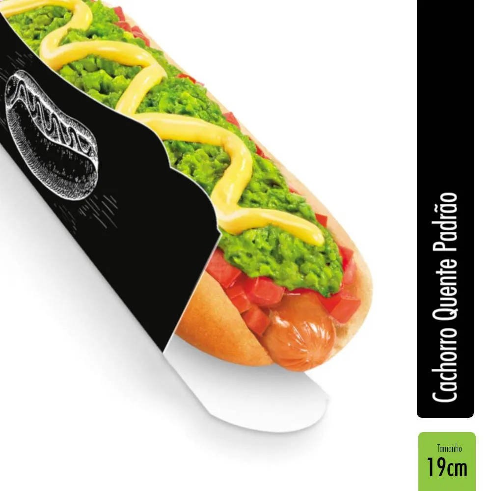 Caixa | Embalagem para Hot Dog 19cm PRETO - 500 Unidades