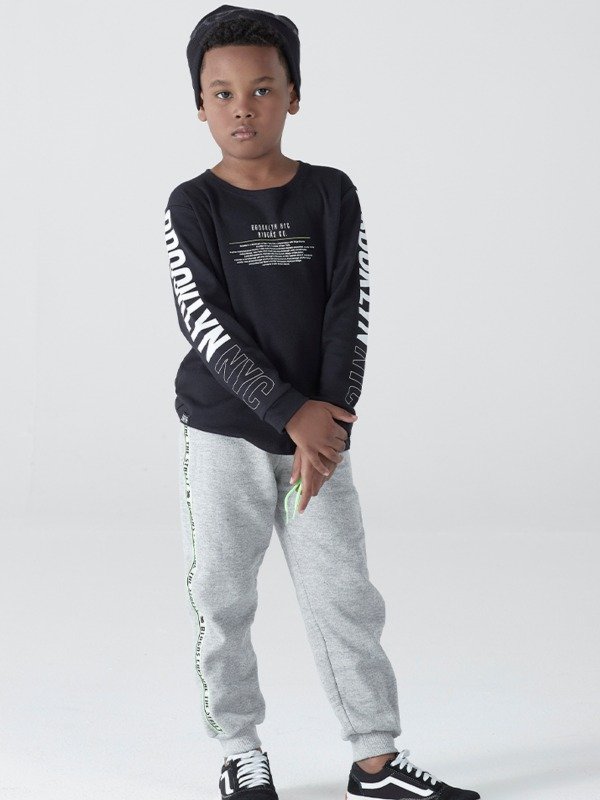 Calça Infantil Menino Em Moletom Peluciado Cinza Tam 1 a 10 - Biogás - 1