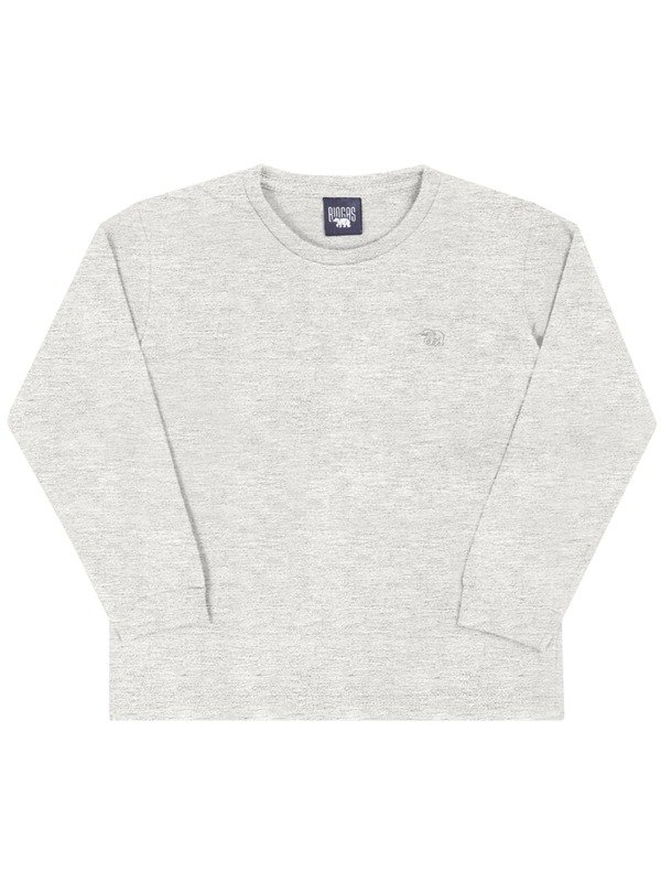 Camiseta Básica Infantil Menino Mangas Longas Cinza Tam 1 a 3 - Biogás - 2