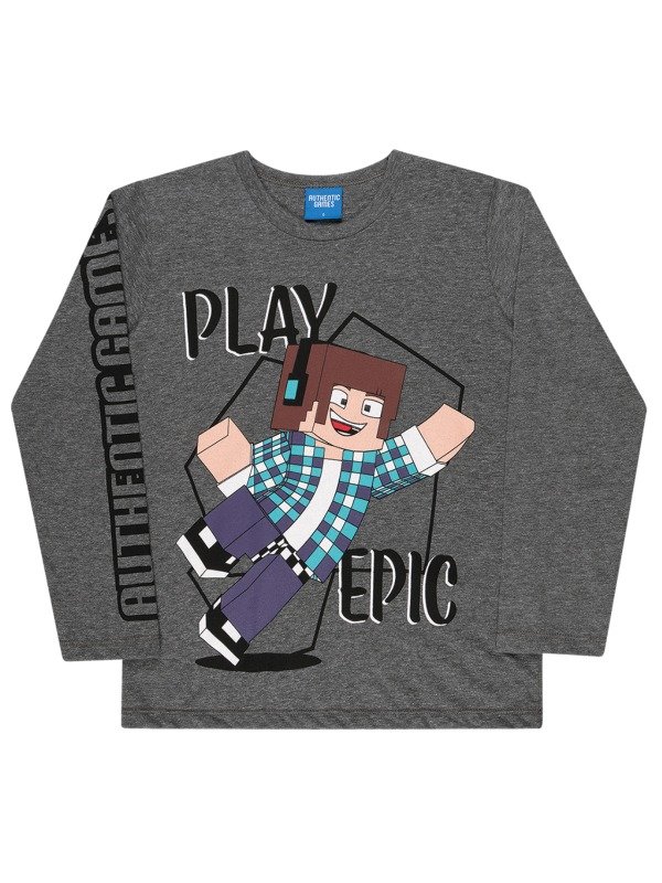 Camiseta Infantil Inverno Authentic Games, Produto Oficial - Kamylus - 6 - Cinza