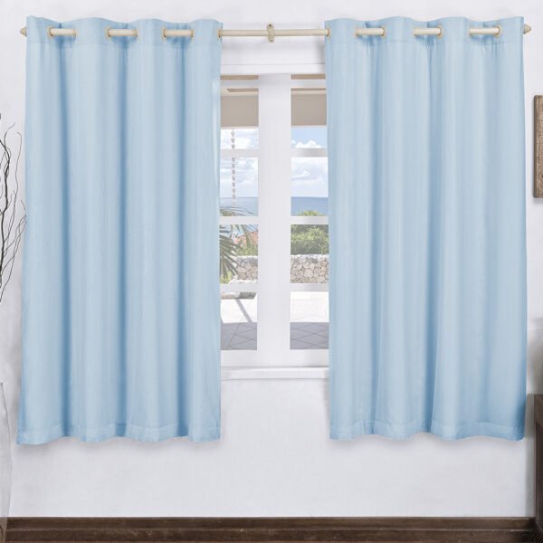 Cortina Corta Luz PVC Com Voal 4,00M x 2,80M Para Varão Simples - Azul