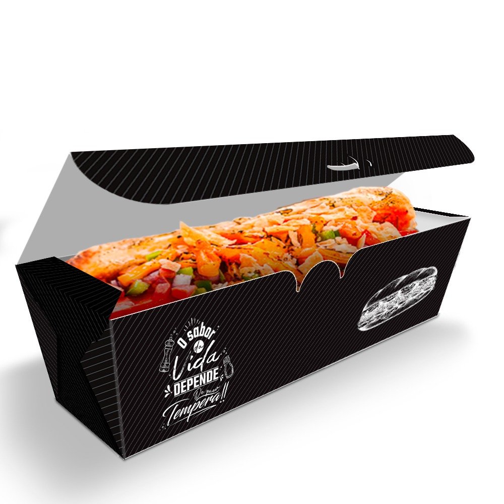 Delivery | Embalagem para Hot Dog 25cm PRETO - 300 unidades