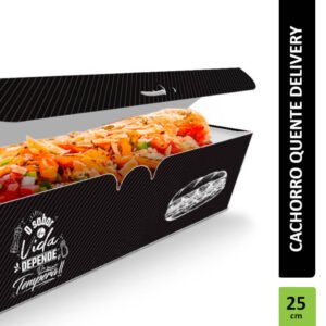 Delivery | Embalagem para Hot Dog 25cm PRETO - 300 unidades