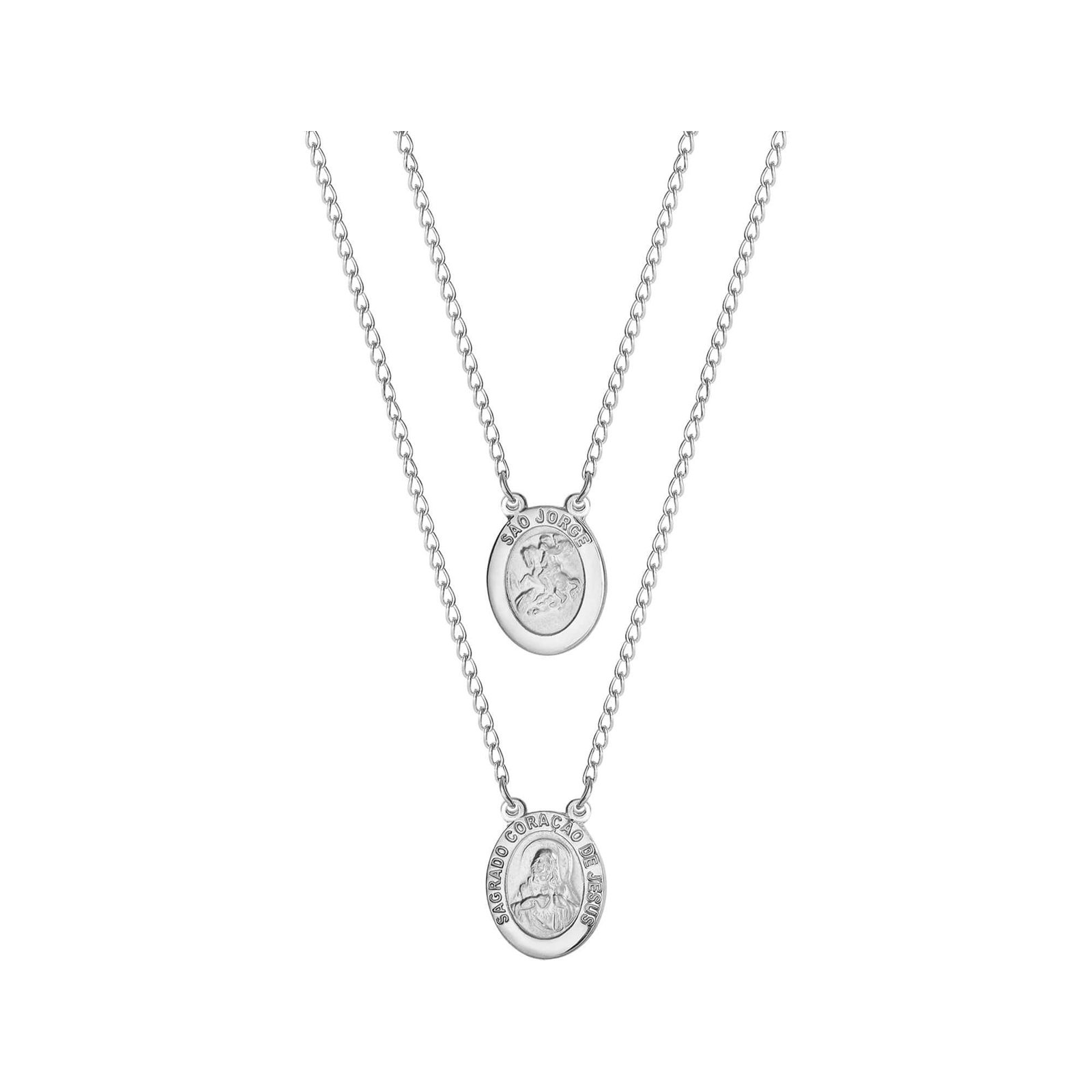 Escapulário Aço Oval Sag. Cor. de Jesus / São Jorge 60cm 2793760