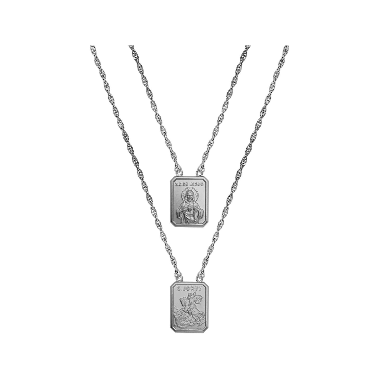 Escapulário Aço São Jorge / Sag. Cor. Jesus 60cm 2747360