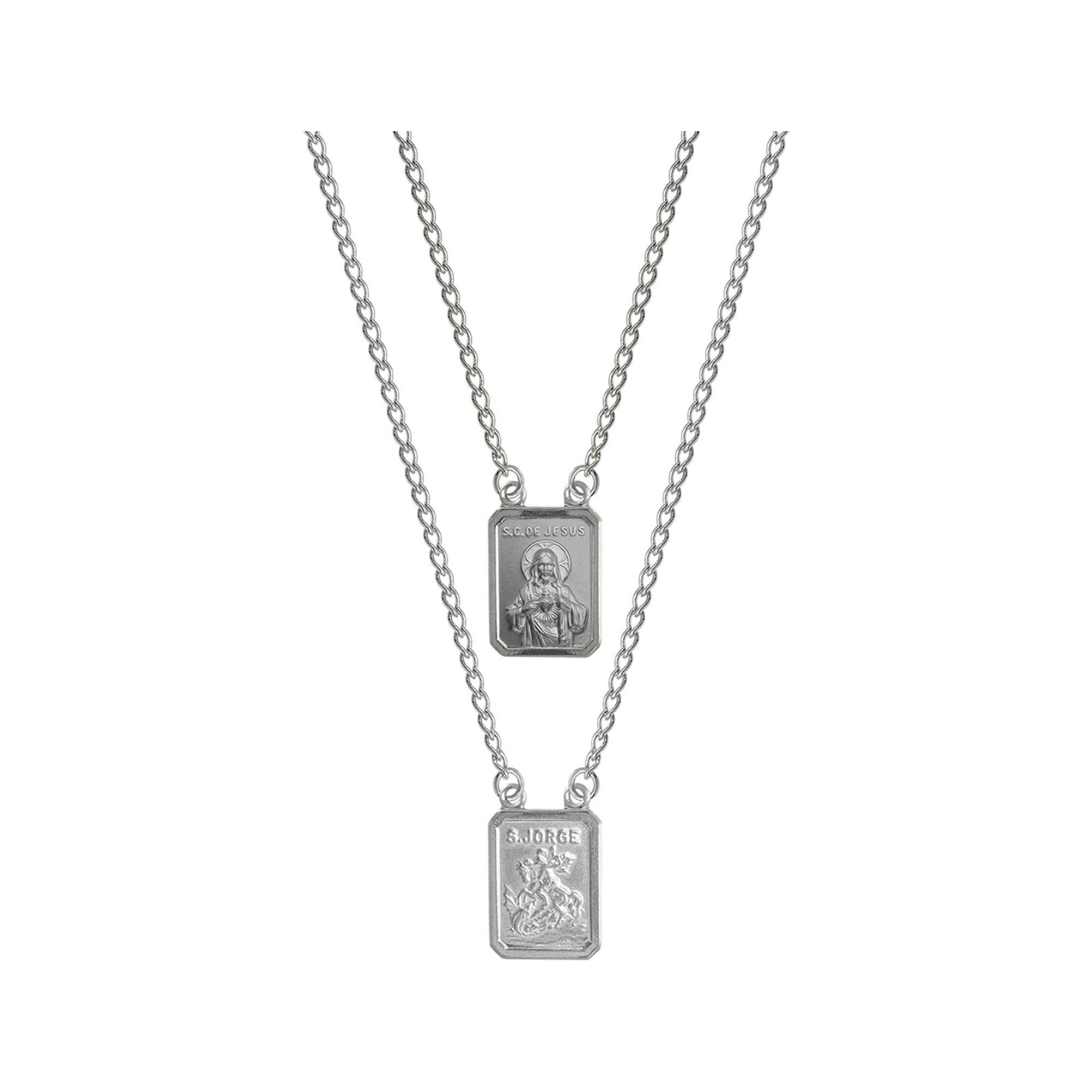 Escapulário Aço São Jorge / Sag. Cor. Jesus 60cm 2747960