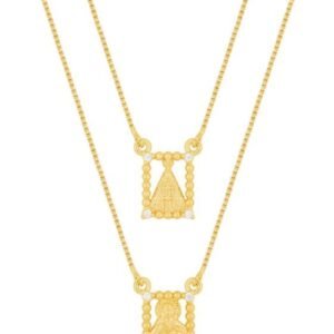 Escapulário Prata/Banho Ouro 18K Sag .Cor. Jesus / N. Sra. Aparecida 60cm 3208060