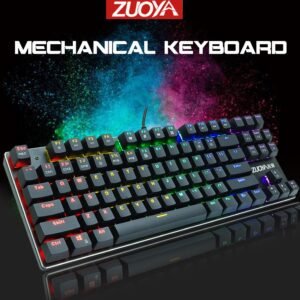 Teclado Mecânico Gamer ZUOYA, 87 Teclas com LED