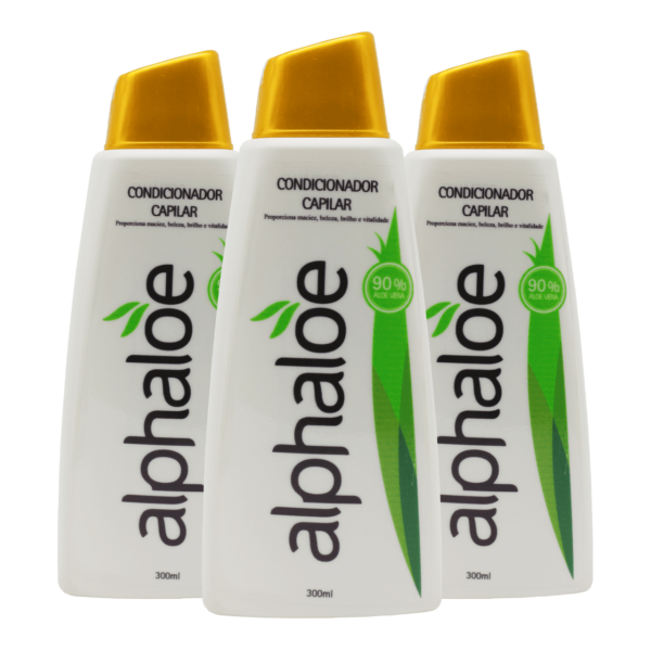 Kit Condicionador de Aloe Vera (90% de Babosa) Alphaloe 300ml  3 UN