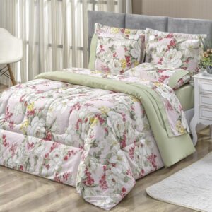 Kit Edredom Dupla Face Estampado Casal King 03 Peças Micropercal 200 Fios Naturale - Killy