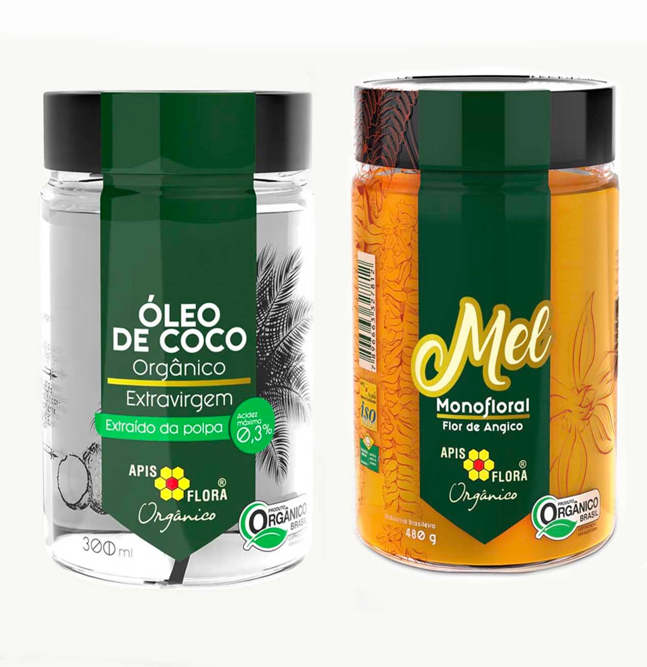 Kit Receita Óleo de Coco Extravirgem Orgânico 300ml e Mel Puro Florada de Angico Orgânico 480g