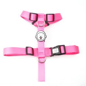 Peitoral H para Cachorro Rosa Neon