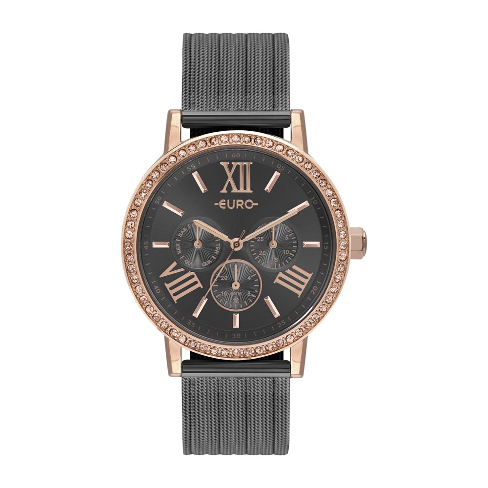 Relógio Feminino Euro Multiglow Party Rose e Preto EU6P29AHK/5F
