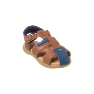 Sandália Infantil Ortopé Carinhoso Caramelo E Azul Marinho