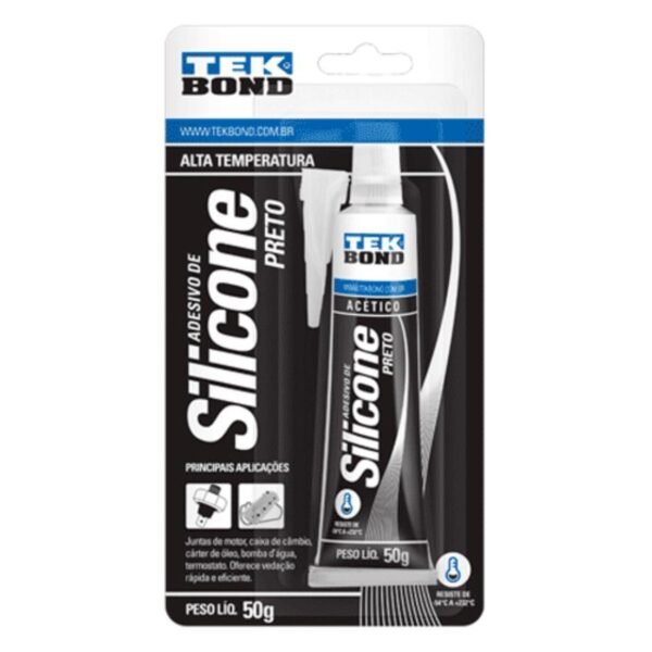 Silicone Acético Alta Temperatura Preto 50G Tekbond