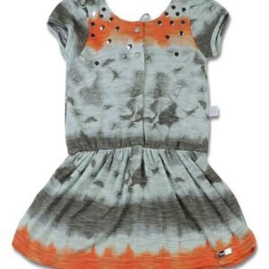 Vestido Infantil Malha Flamê Reciclato Estampado - Laranja 3