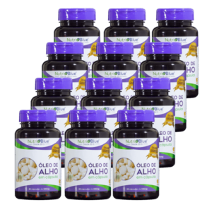 Promoção 12 frascos - Óleo de alho Nutriblue 60 caps de 500mg cada