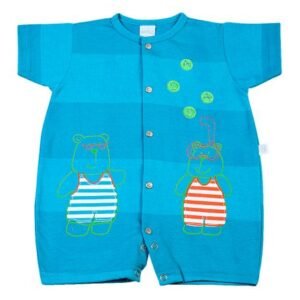 Macacão Bebê Malha Rapport Spot Plash Ursinhos - Turquesa P