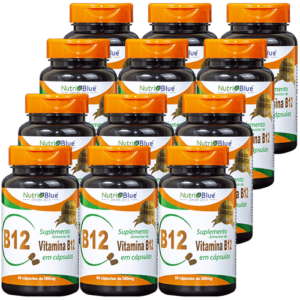 Promoção 12 Frascos - Vitamina B12 60 Caps de 380mg cada