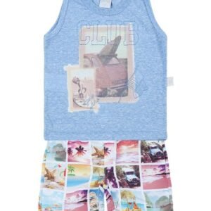 Conjunto Bebê Malha Clouds Club e Microfibra Sublimada - Azul M