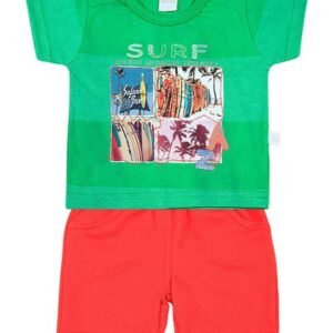 Conjunto Bebê Malha Rapport Spot Plash e Moletinho Surf long Beach - Verde M