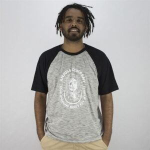 Camiseta Masculina Raglan Opinions Anjuss Mescla/Preto PP