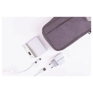 Kit Viagem Xtrax Com Cabo 2 Em 1 Power Bank E Carregador De Parede Branco