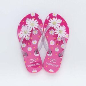 Chinelo de Dedo Menina Sabrina Sato Pink com Flores