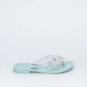 Chinelo de Dedo Menina Sabrina Sato Verde com Flores