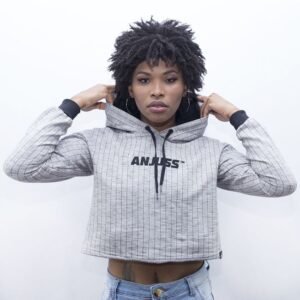 Moletom Feminino Cropped Baseball Anjuss Cinza G