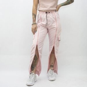 Calça Feminina Nylon Zíper Frontal Anjuss Fly Rosa Claro P