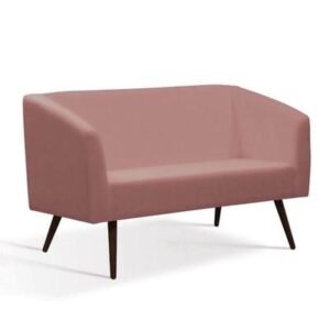 Sofá Rock Palito Base Castanho Veludo Rosa 1,27m