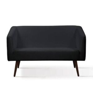 Sofá Rock Palito Base Castanho Veludo Preto 1,27m