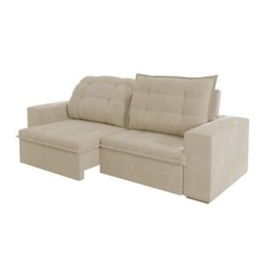 Sofá Alice Veludo Luxor Castor Retrátil e Reclinável 2,12m