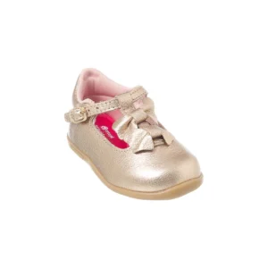 Sapatilha Infantil Ortopé Passinhos Laço Duplo Metalizada Dourada