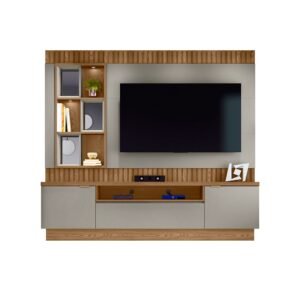 Estante Home Araguaia 65" Amendoa/Titanio Linea Brasil