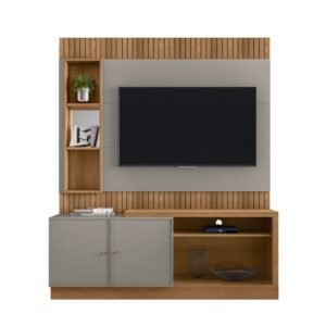 Estante Home Dourados 55" Amendoa/Titanio Linea Brasil