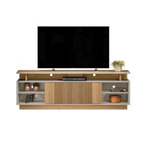 Rack Bancada Leblon TV até 70" Carvalho/Off White Linea Brasil