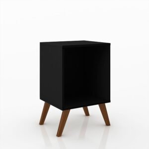 Mesa de Cabeceira Retrô com Nicho Preto Movelbento